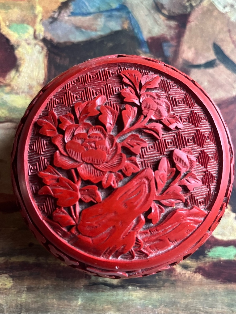 Vintage 1950S  Cinnabar Trinket Box
